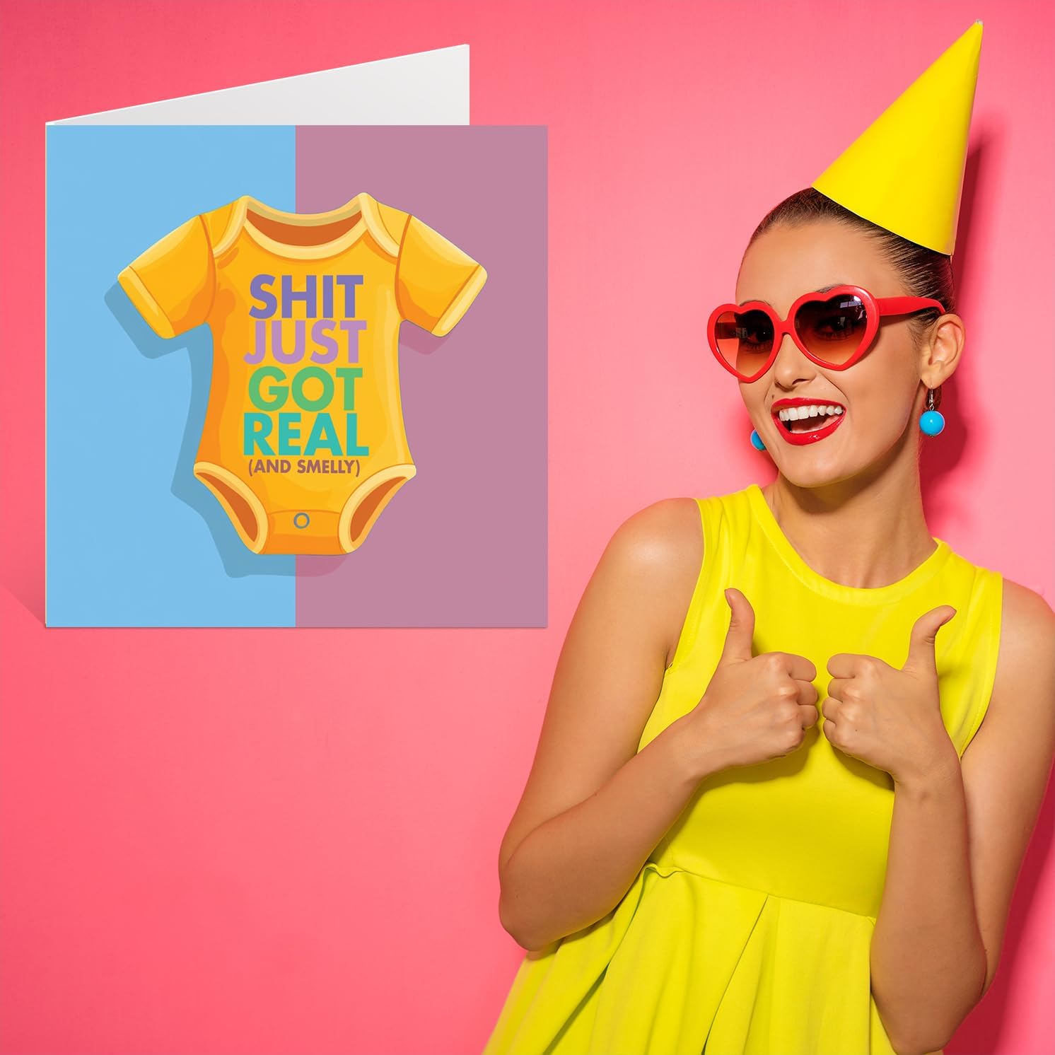 New Baby Card - Just Got Real & Smelly - Congratulations Baby Girl Cards Newborn, Well Done Congrats New Baby Cards, Welcome To The World Home Gifts, 145mm x 145mm Baby Greeting Cards for Parents