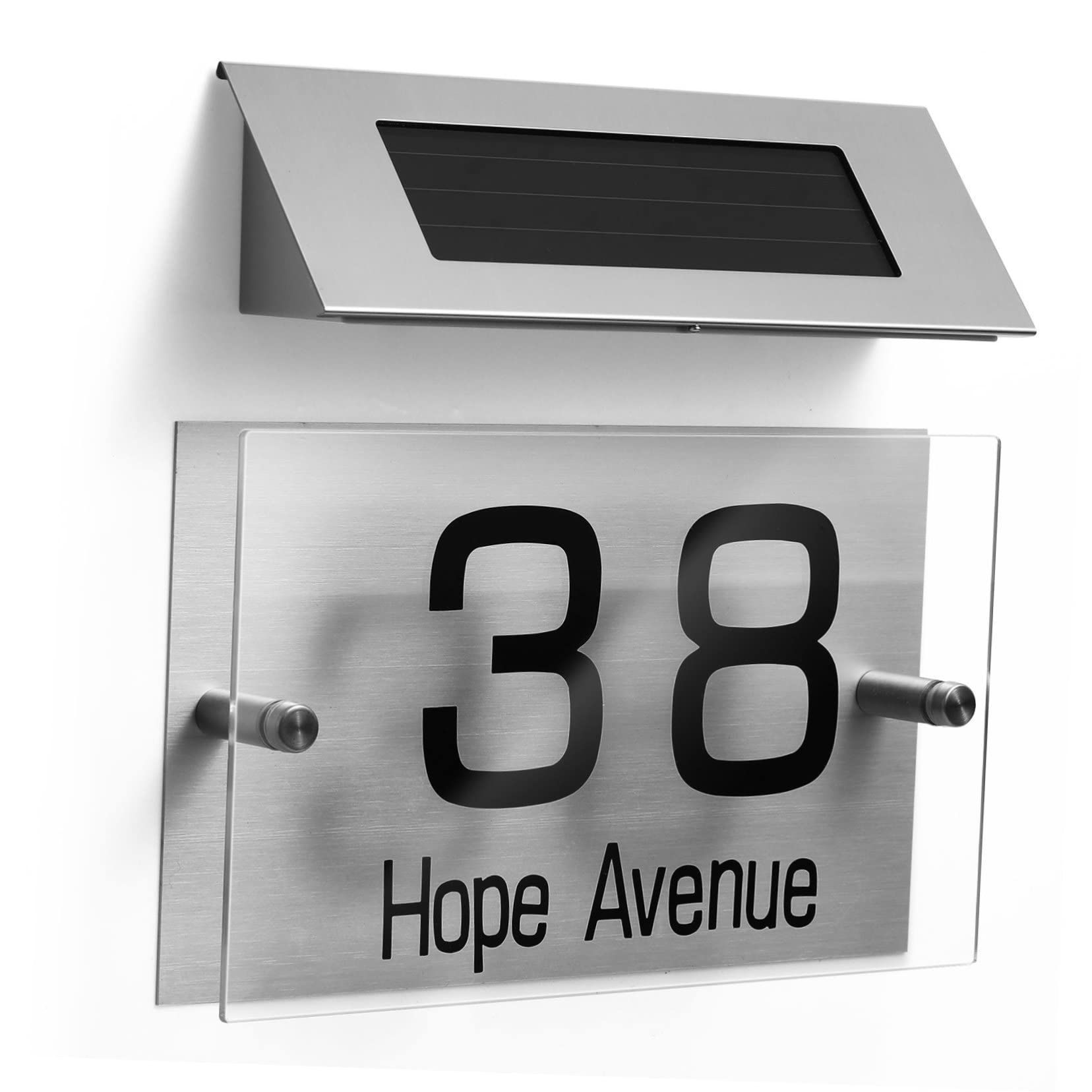iplusmile Lampada Solare da Esterno con Numeri Civici LED Colori Pannello Acrilico Personalizzabile Luce LED per Indicazione Indirizzo Notturna Facile Installazione Risparmio Energetico per