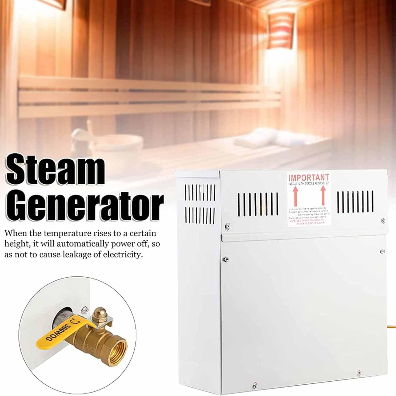 PixCy 3kw-21kw Generador De Vapor Sauna Baño Turco Ducha Dentro De con Drenaje Y Panel De Control a Prueba De Vapor para Hogar Gimnasio Hotel Salón De Belleza,380V-8.0kw