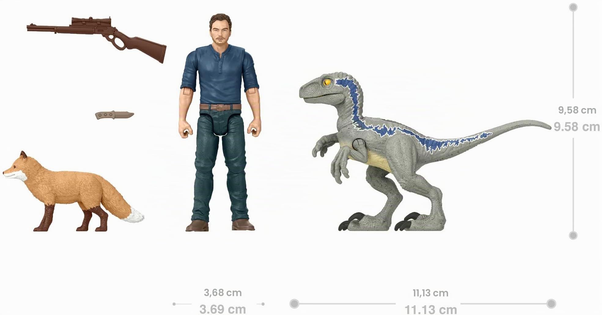 Jurassic World Dominion Human & Dino Pack Owen & Velociraptor Beta e accessori, action figure autentiche, articolazioni mobili, dai 4 anni in su