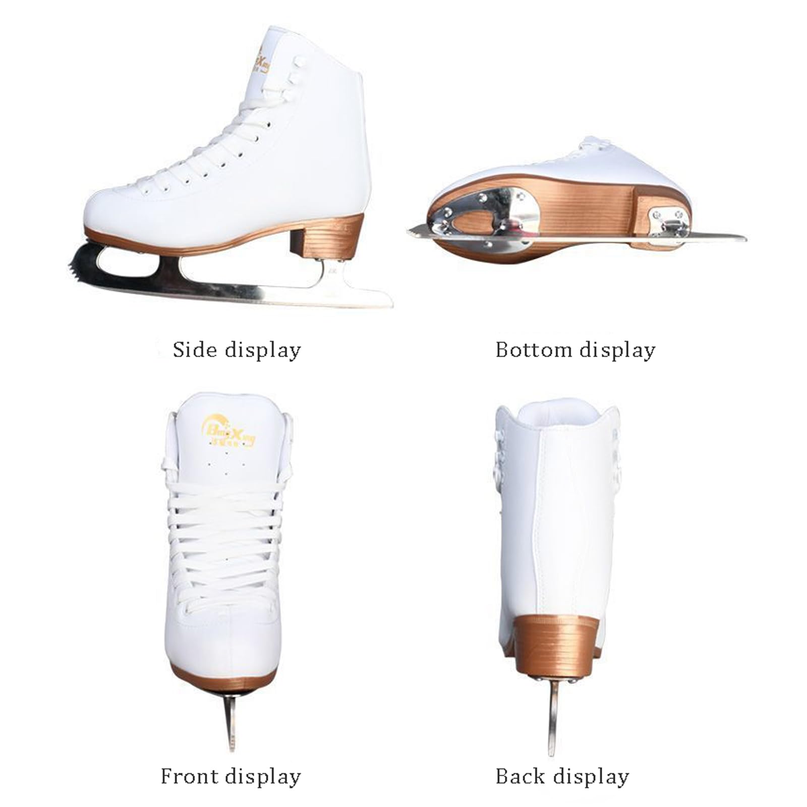 Patins à Glace pour débutants en Patinage Artistique Chaussures de Patinage en Acier Inoxydable pour Patins artistiques Patins à Lacets Montants pour Les Adolescent Garçon Fille
