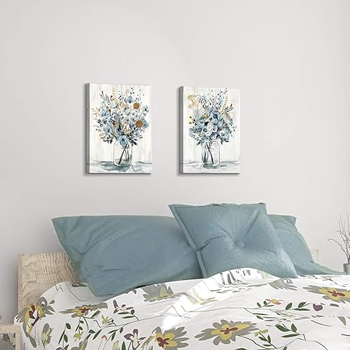 Miniatura 4 de Impresiones artísticas en lienzo floral para pared ramo de flores abstractas en botella de vidrio, impresión de imagen en lienzo, tamaño pequeño