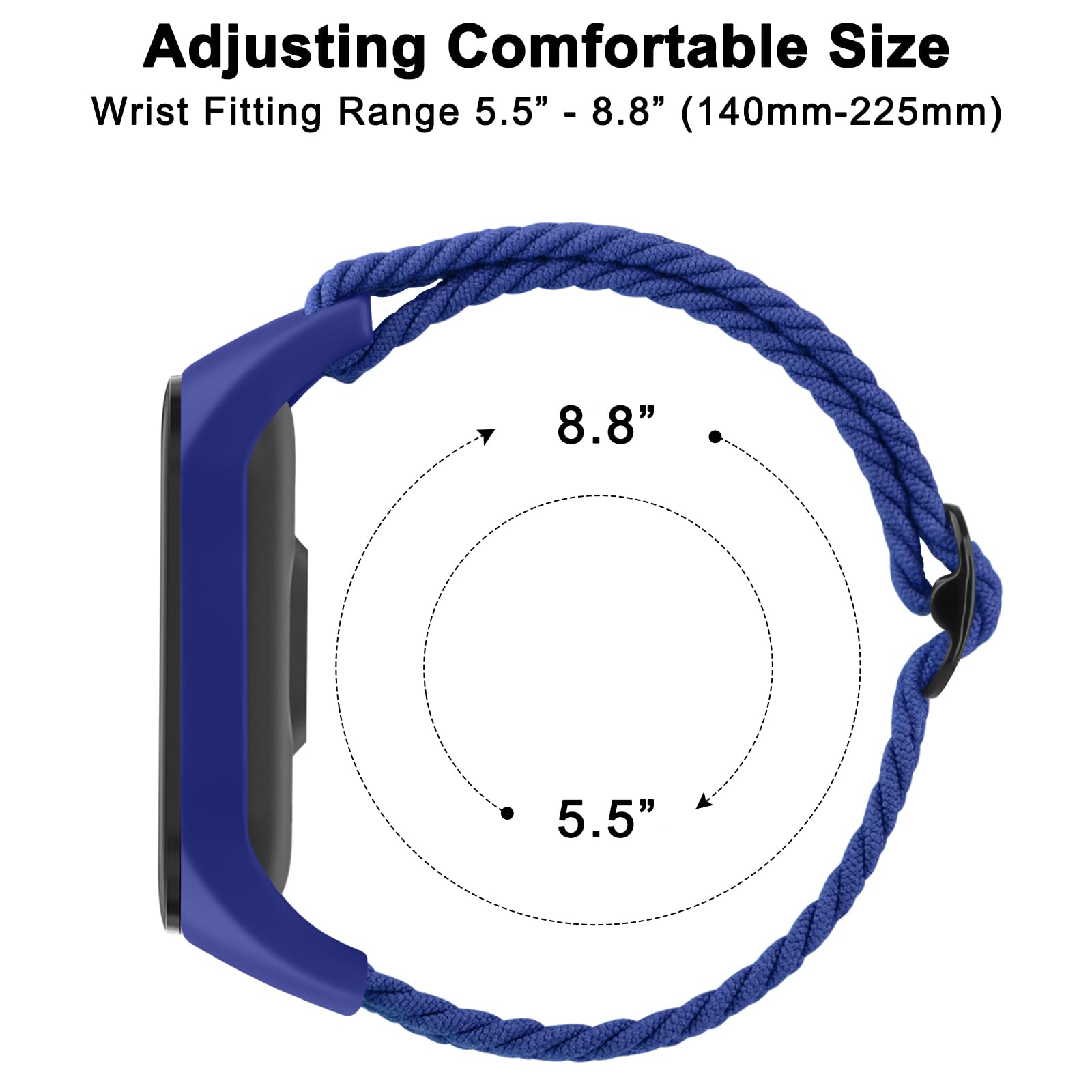 Cinturino In Nylon Per Xiaomi Mi Band 7/6/5/4 - Regolabile, Traspirante, Sportivo