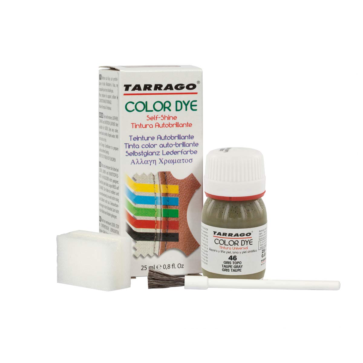 Tinte para Zapatos y Bolsos de Cuero y Textil con Esponja y Brocha | Cubre Rozaduras y Desgastes del Calzado | Gama de 90 colores — view 76