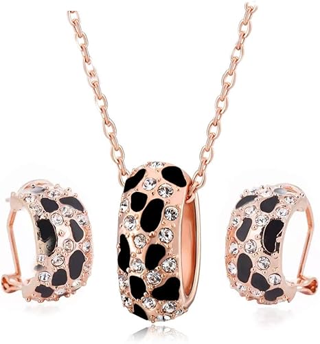 Mall of Style Collar Black Panther Joyas de leopardo para mujer Pendientes de leopardo Collar de lepoard Joyas con estampado animal para niñas