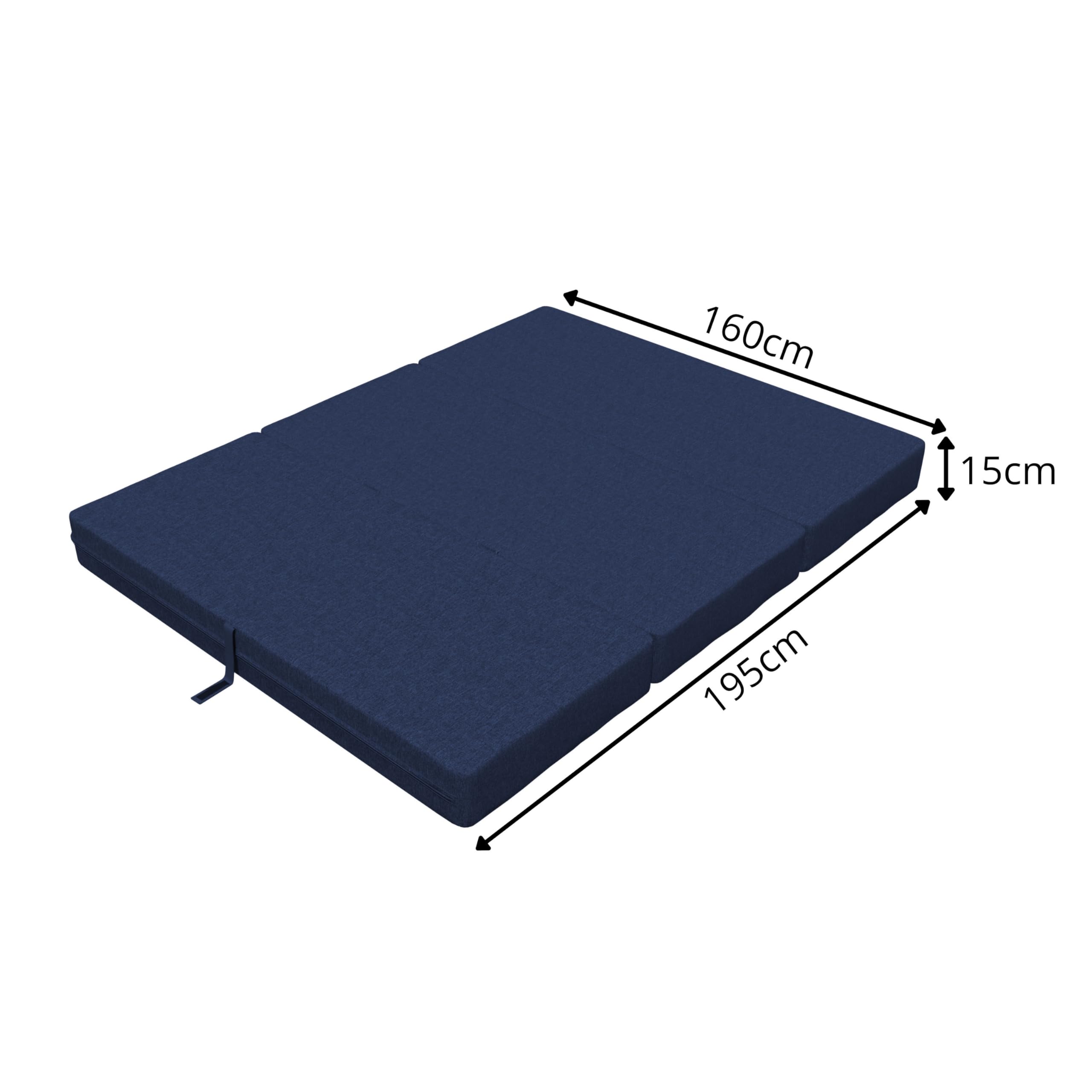 POKAR Opvouwbaar Matras 3-Delig Opvouwbaar Campingmatras Campingbed Vouwbed Gastenbed Vloermatras Slaapmatras 160 x 195 x 15 cm, Zwart