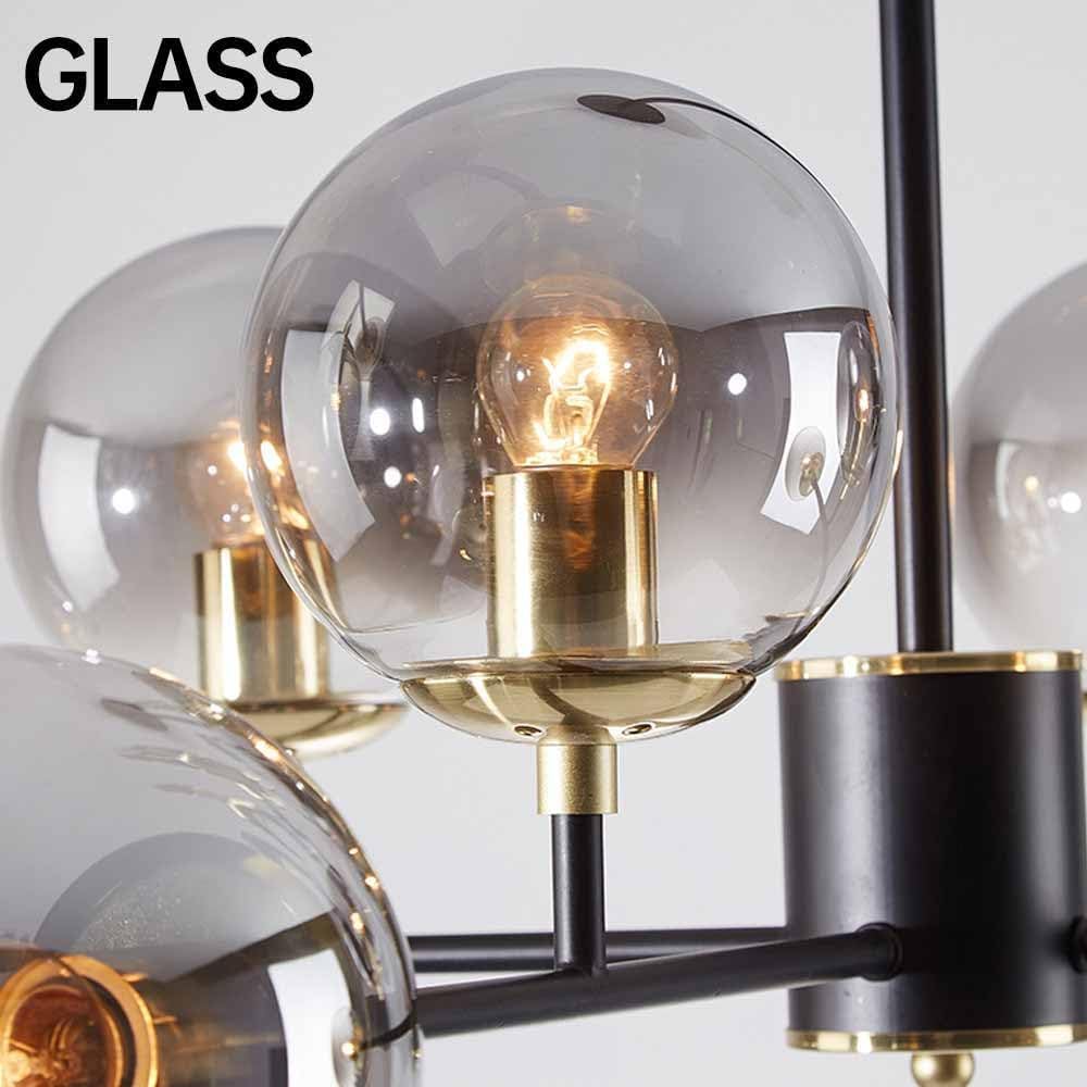 Genérico Lámpara De Araña Medieval De Cristal, Altura Regulable, Portalámparas E27 De 8 Bombillas, Apta para Salón Y Comedor, Metal Negro Resistente A La Corrosión (Smoke Gray Glass 10-Head)