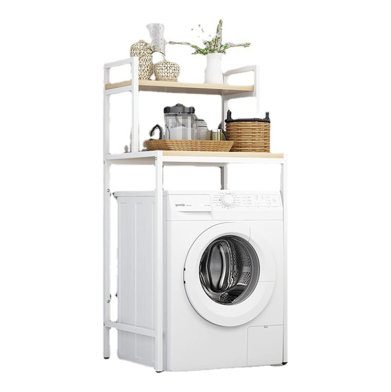 Over The Washer and Dryer Storage Shelf Freistehender Waschmaschinen-Organizer für Waschmaschine und multifunktionale Aufbewahrung, effiziente Nutzung 