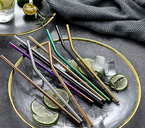 Image of Black Reusable Metal Straws 100Pcs for Bulk Pack.Toddler Child Stainless Steel Straws 265mm Straws for 30oz and 20oz Tumblers Yeti Bulk Order(10.5 inch Long, Black-100pcs Straight)