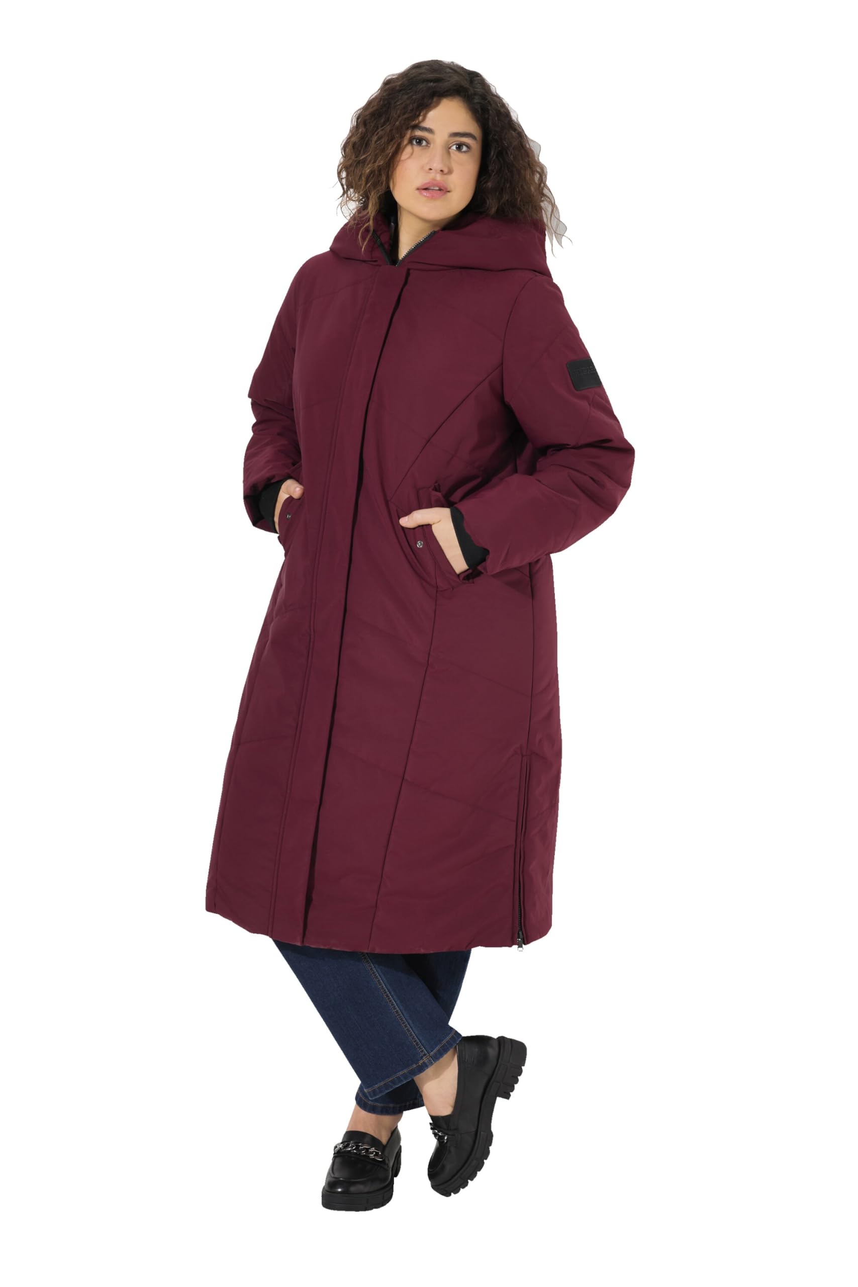 Ulla Popken Damen große Größen Übergrößen Plus Size HYPRAR Puffer-Mantel, 2-Wege-Zipper, Stehkragen, recycelt 820745