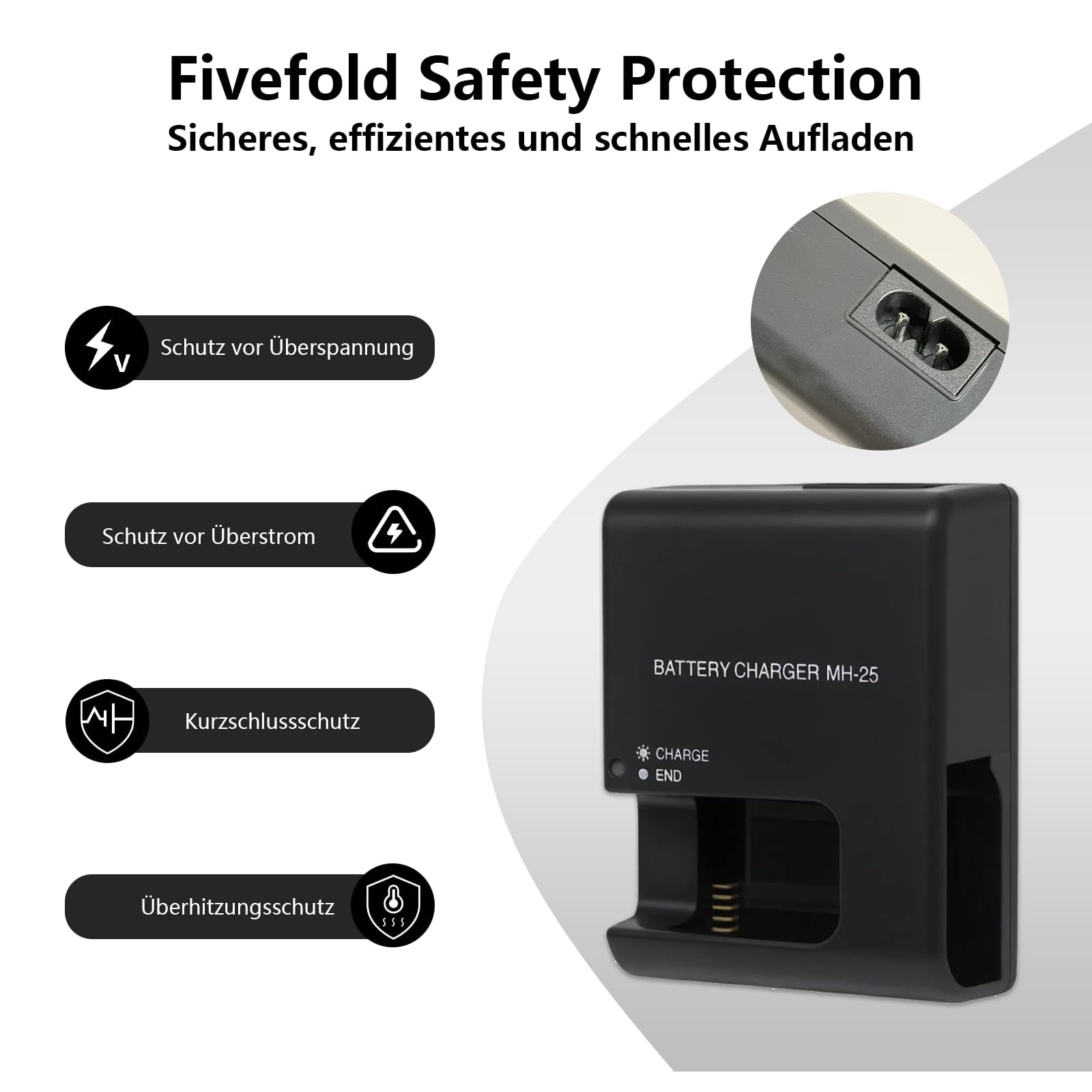 Caricabatterie MH-25/MH-25a Per Batterie Nikon EN-EL15/EN-EL15a/EN-EL15b – Compatibile Con D500, D850, Z6, Z7, Z8
