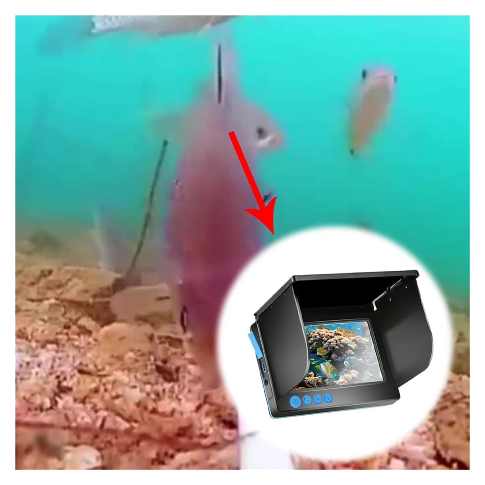 Caméra de pêche sur Glace HD 4,3/5 Pouces, 12 lumières infrarouges, détecteur de Poissons sur Glace, for la pêche en lac, en mer et en Bateau