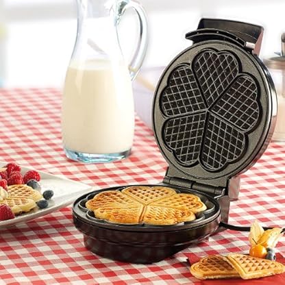 Rosenstein & Söhne Elektro Waffeleisen: Waffeleisen für Herzwaffeln (mit Waffel-Backflächen, Gerät für Waffel, Automat) – Bild 4