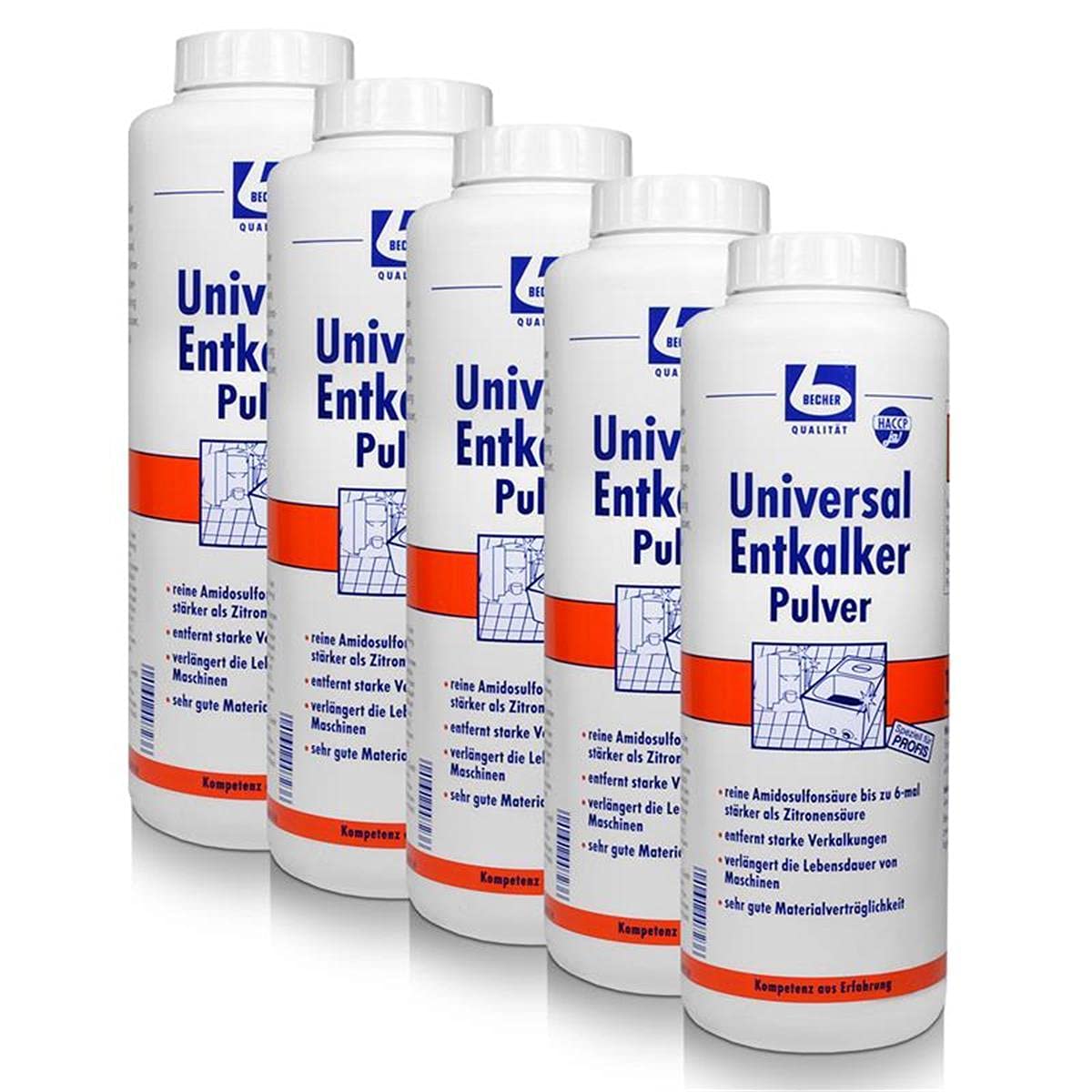 Dr. Becher Universalentkalker Pulver 1kg Kaffeemaschinen Wasserkocher (5er Pack)
