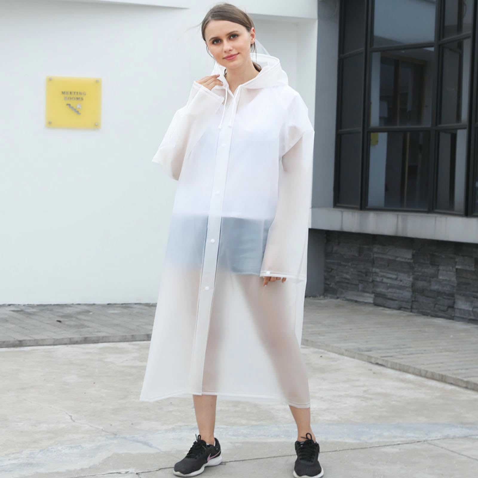 Płaszcz przeciwdeszczowy Eva Modny Gruby Jednoczęściowy do wędrówek, podróży na świeżym powietrzu, wędrówek z plecakiem i ponczo przeciwdeszczowe