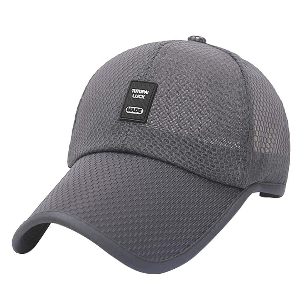 Amoyer Women's Dark Gray Baseball Cap Snapback Quick Dry Mesh Breathable Sun Hat Trucker Dad Hat Cap For Men (Dark Gray)