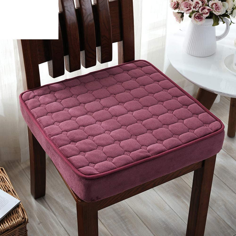 Yuro Red Thick Booster Cushion For Armchairs Wheelchair,Memory Foam Seat Pad For Elderly,Luxury Soft Plush Cover Chair Cushion,Non-Slip Bottom, Wine 45X45cm