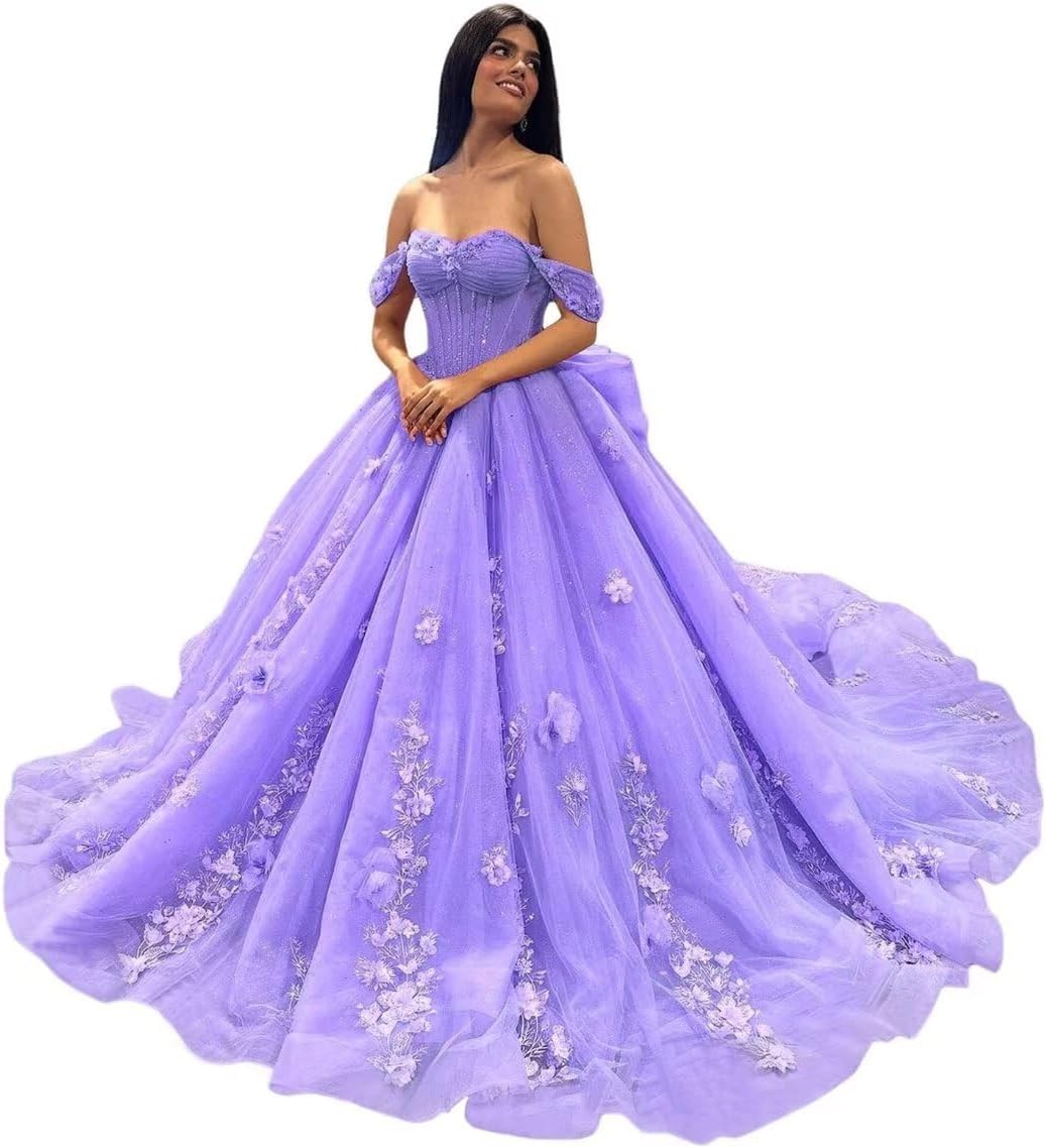 Fuomomo Off Shoulder Quinceanera Dresses Ball Gowns for 15 16 Year Old Quinceanera Evening Gowns with lace Appliques MT033