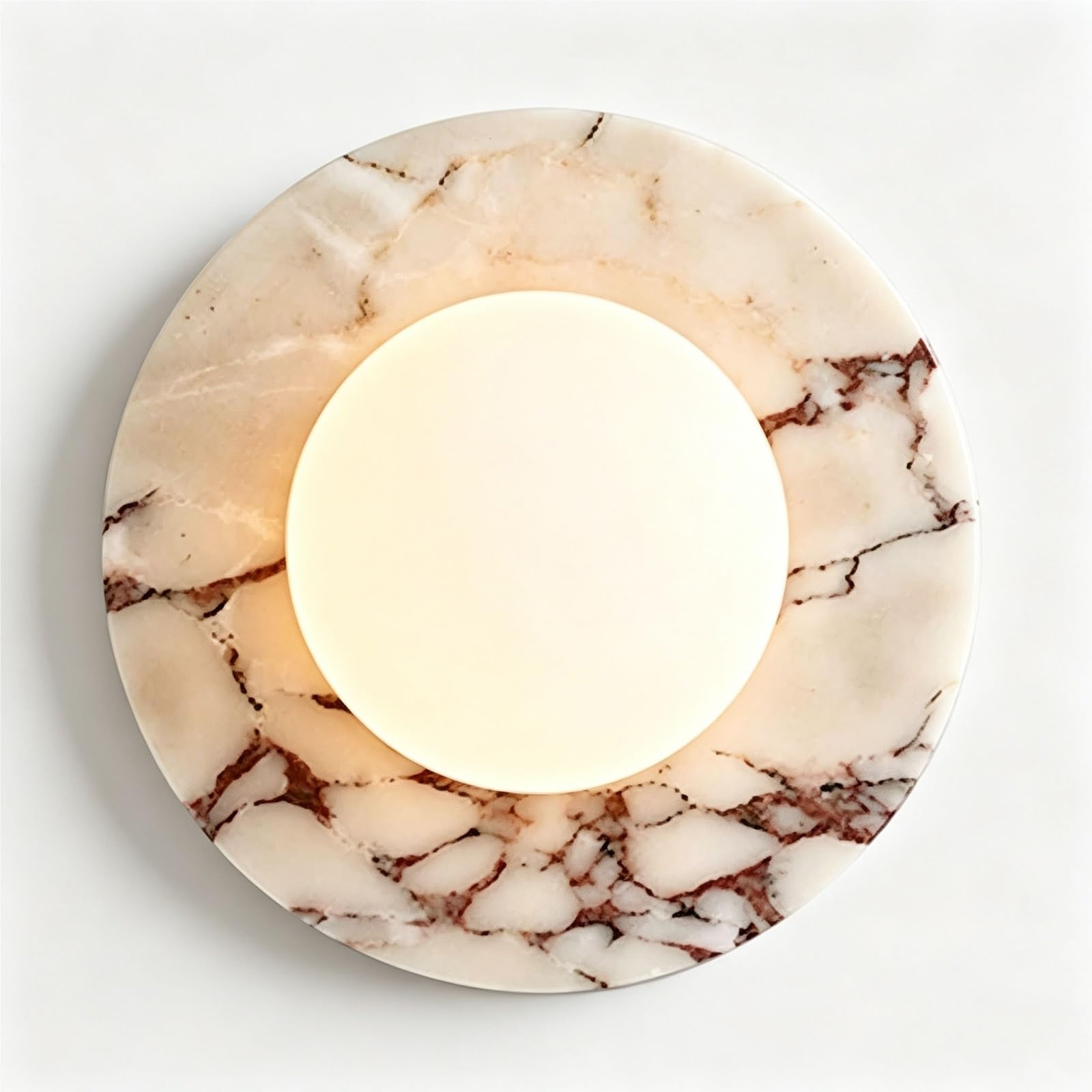 LUOYAOB Round Alabaster Wall Sconce Marble Globe Glass Light
