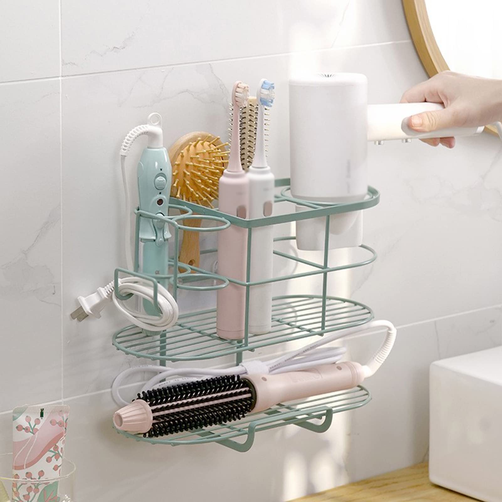 Haar-Werkzeug-Organizer, mehrlagiger Design-Haartrockner-Halter, Föhnständer, Haarpflege-Styling-Werkzeug-Organizer, Aufbewahrungskorb, für Lockenstäbe, Haarglätter