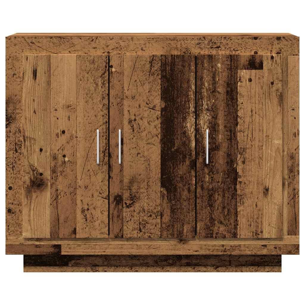 Kredens o wyglądzie starego drewna, 92 x 35 x 75 cm, materiał drewnopochodny, uniwersalna szafka z drzwiami i półkami, rustykalny design, do salonu, kuchni, przedpokoju