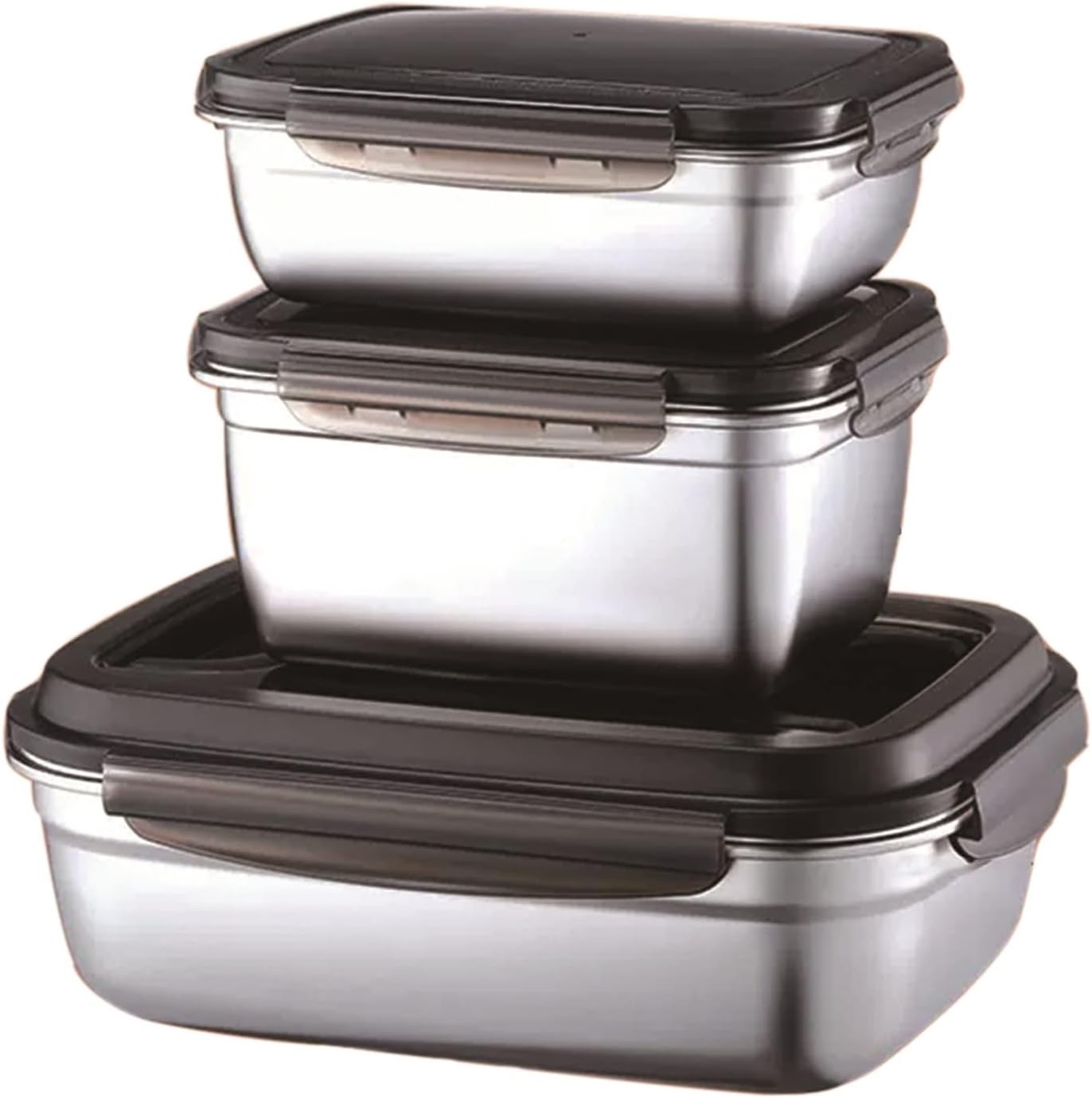 3 Pieces Stainless Steel Large Food Storage Container with