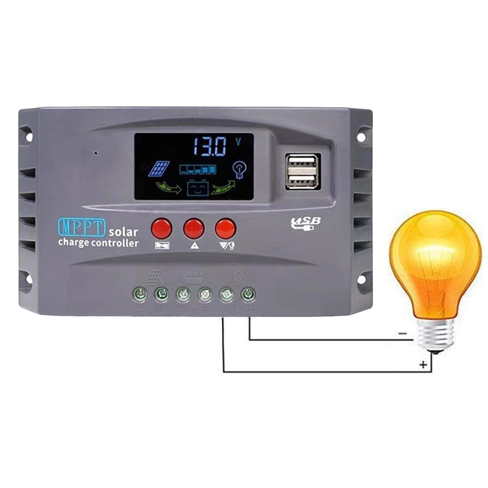 Solar Charge Controller - Mppt Controller For Solar Panels - Intelligent Control With DC Dual Intelligent USB Port, Solar Charge Controller Protection-image-20