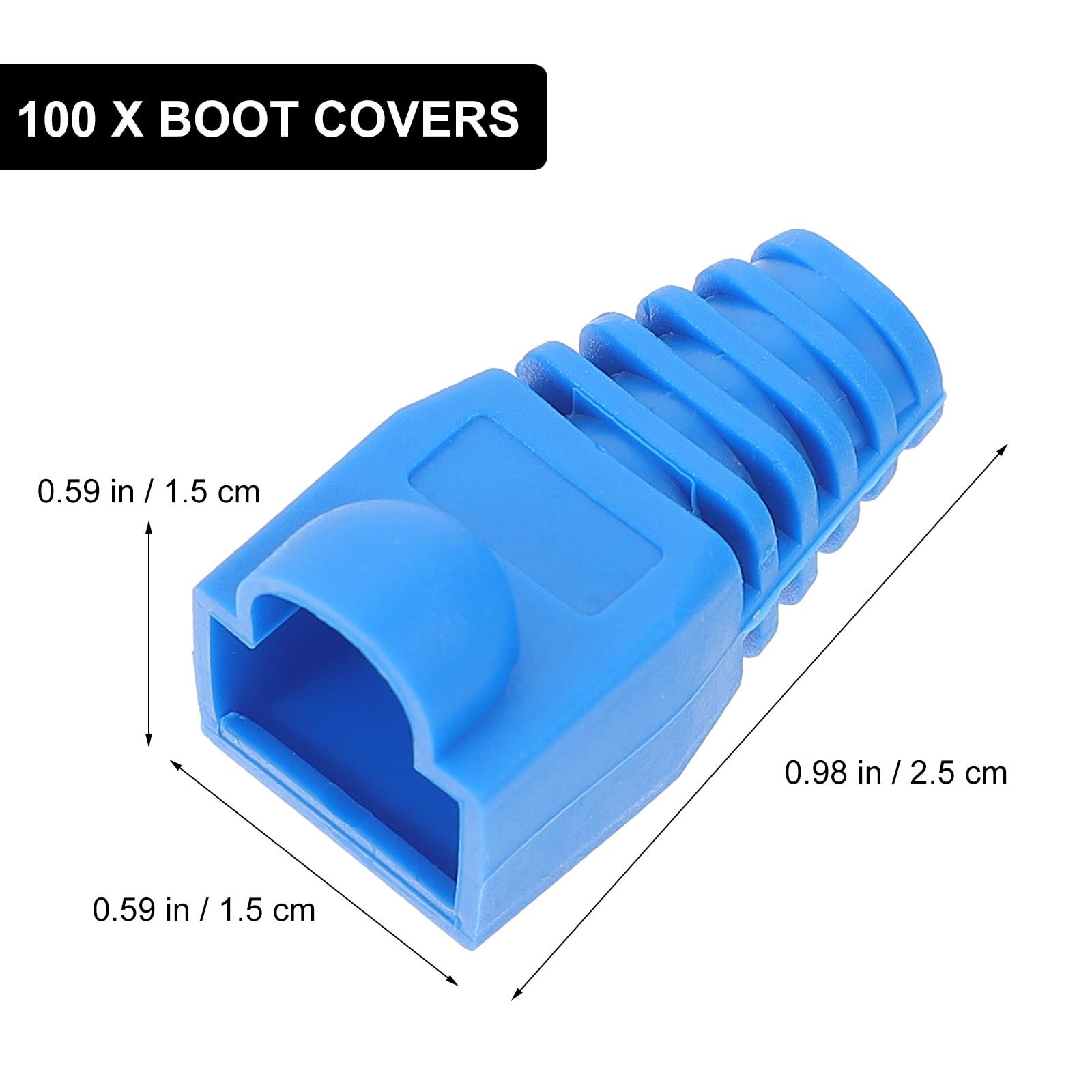 Kichvoe Cubierta de Protección para Conector Rj45 y Cable de Red, Plástico Azul, 100 Piezas, Evita la Entrada de Agua y Protege el Enchufe