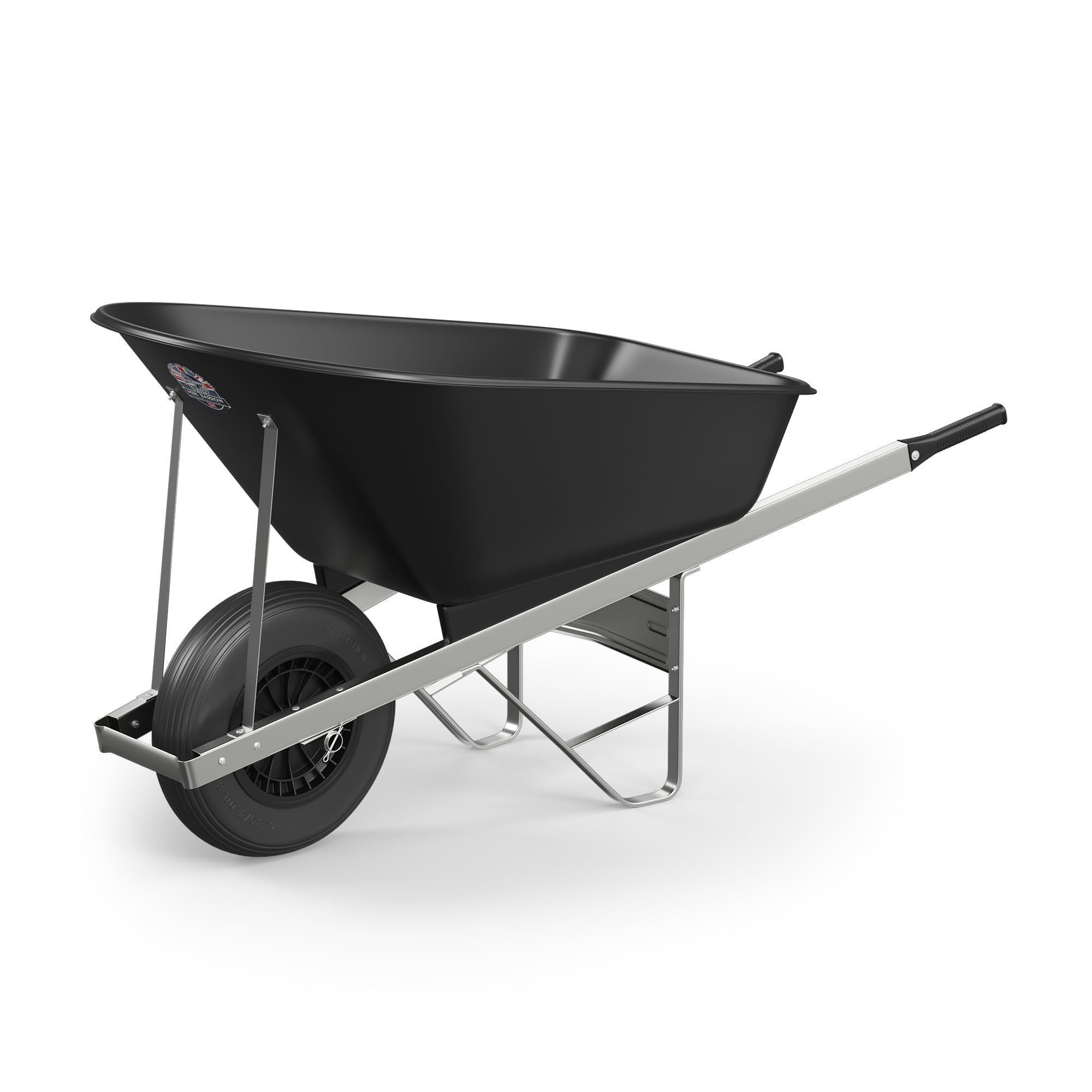 Agri Barrow Black Wheel Barrow 120 Litre Plastic Wheelbarrow With Puncture Proof Tires, - Ideal For Equestrians, Gardeners, Yard & Garden Maintainers, Farmers, Stable Workers, Allotment Owners