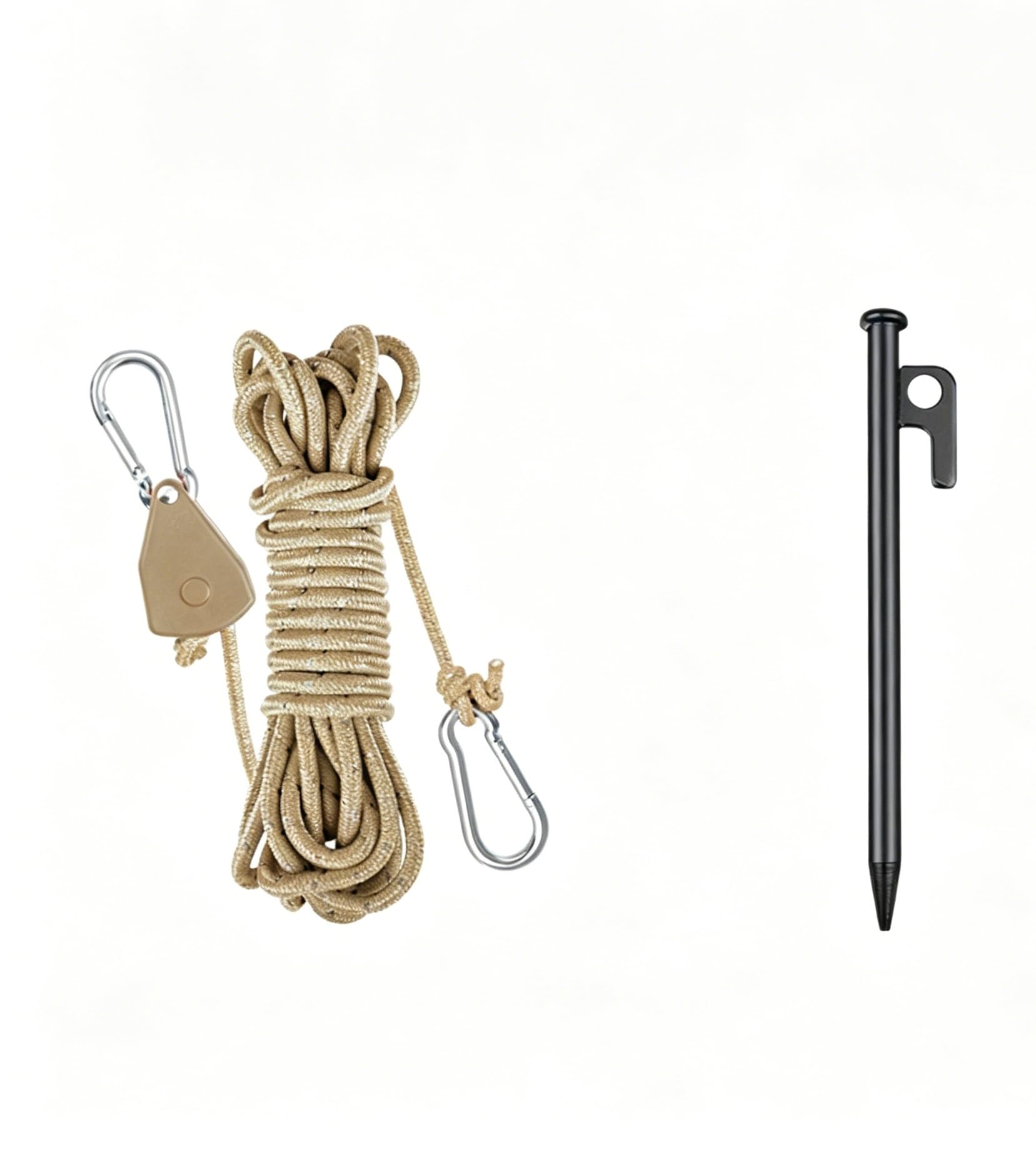 Zestaw śledzi do namiotu, linki napinające, linka do namiotu, na kemping outdoorowy (khaki, 20 cm)