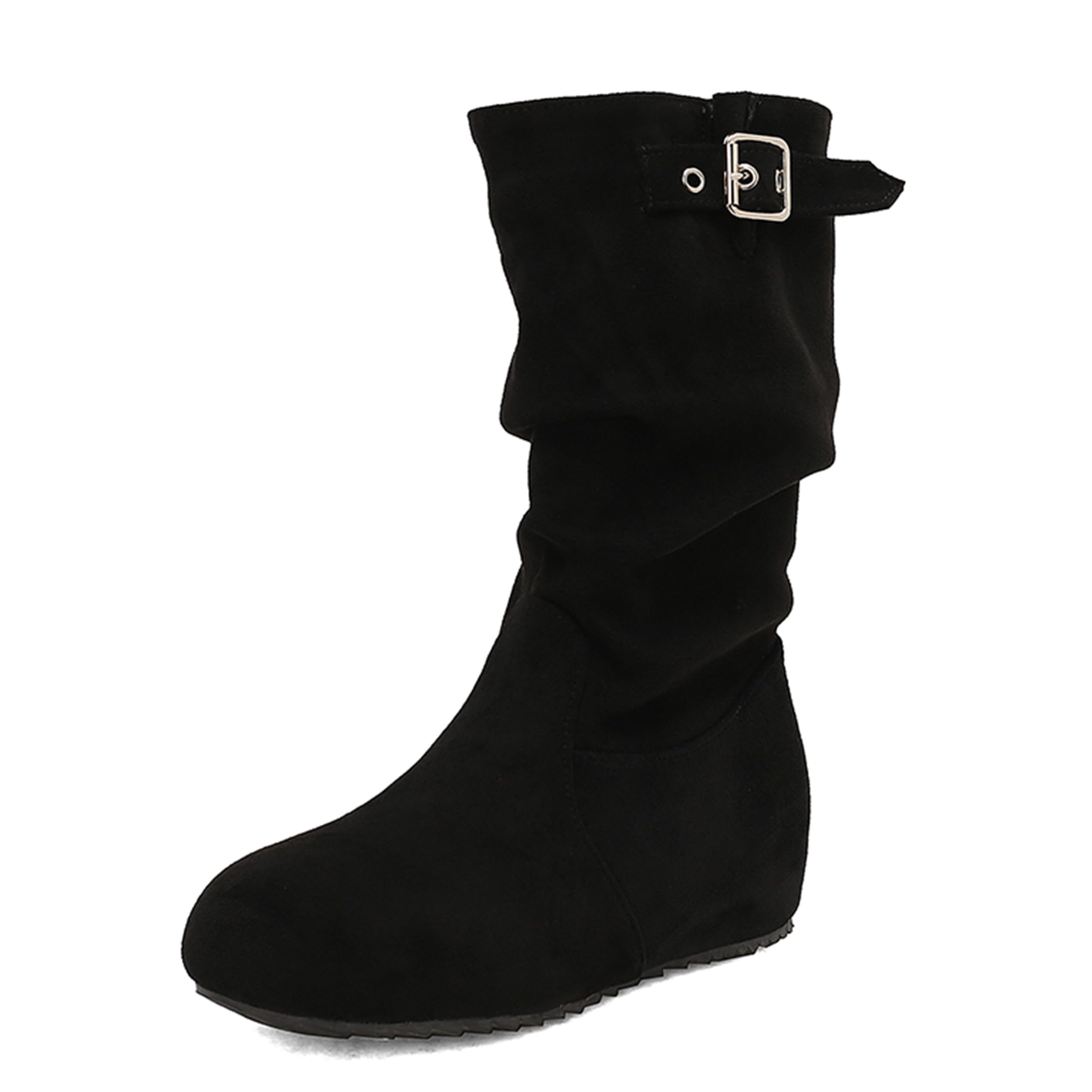 Mid Calf Moccasin Boots Women Vintage Wedge