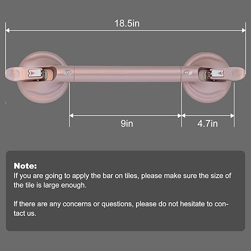 Miniatura 10 de Mango de ducha mejorado de 17 pulgadas para bañera, barra de agarre con ventosa, barra de seguridad de baño para personas mayores discapacitadas y
