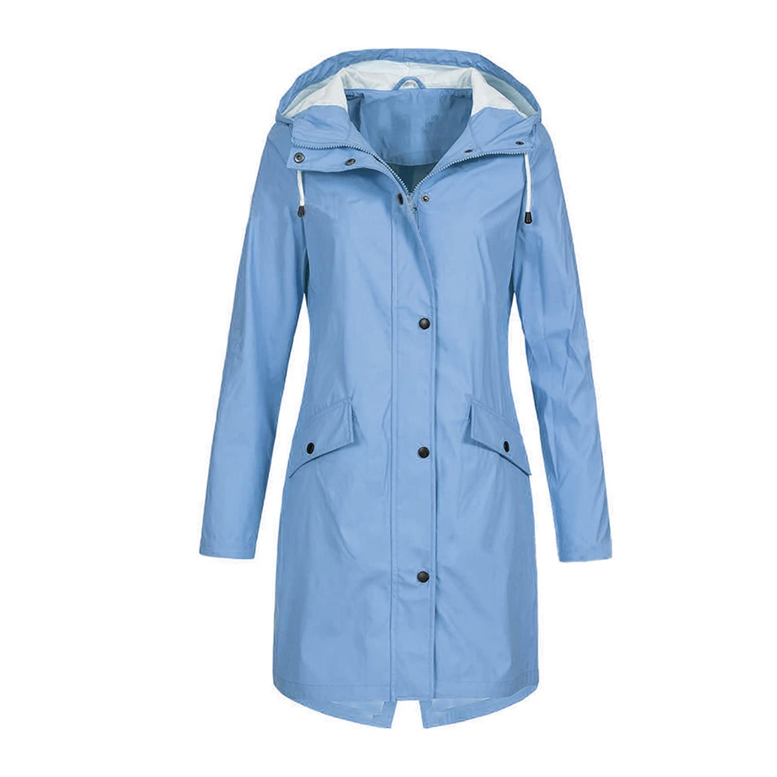 Women Hiking Hooded Jacket Outdoor Sport Coat Waterproof Hooded Raincoat Xl Blue Raincourt|Rain Coat|Rain Coat Cum Sweater|Wild Craft Rain Coat|Rain Coat For Rider-image-7