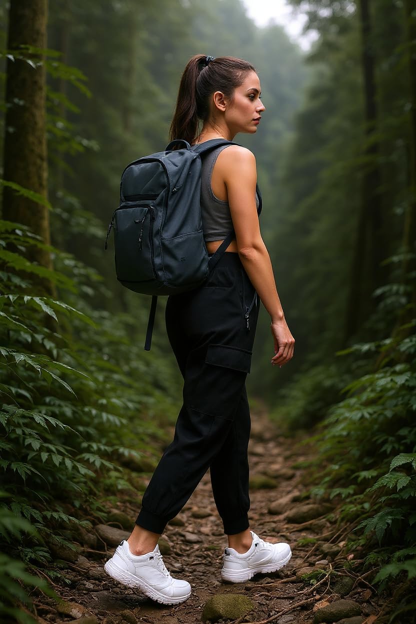 Oalka Women's Cargo Hiking Pants Lightweight Travel Pockets Joggers Quick Dry - Image 3