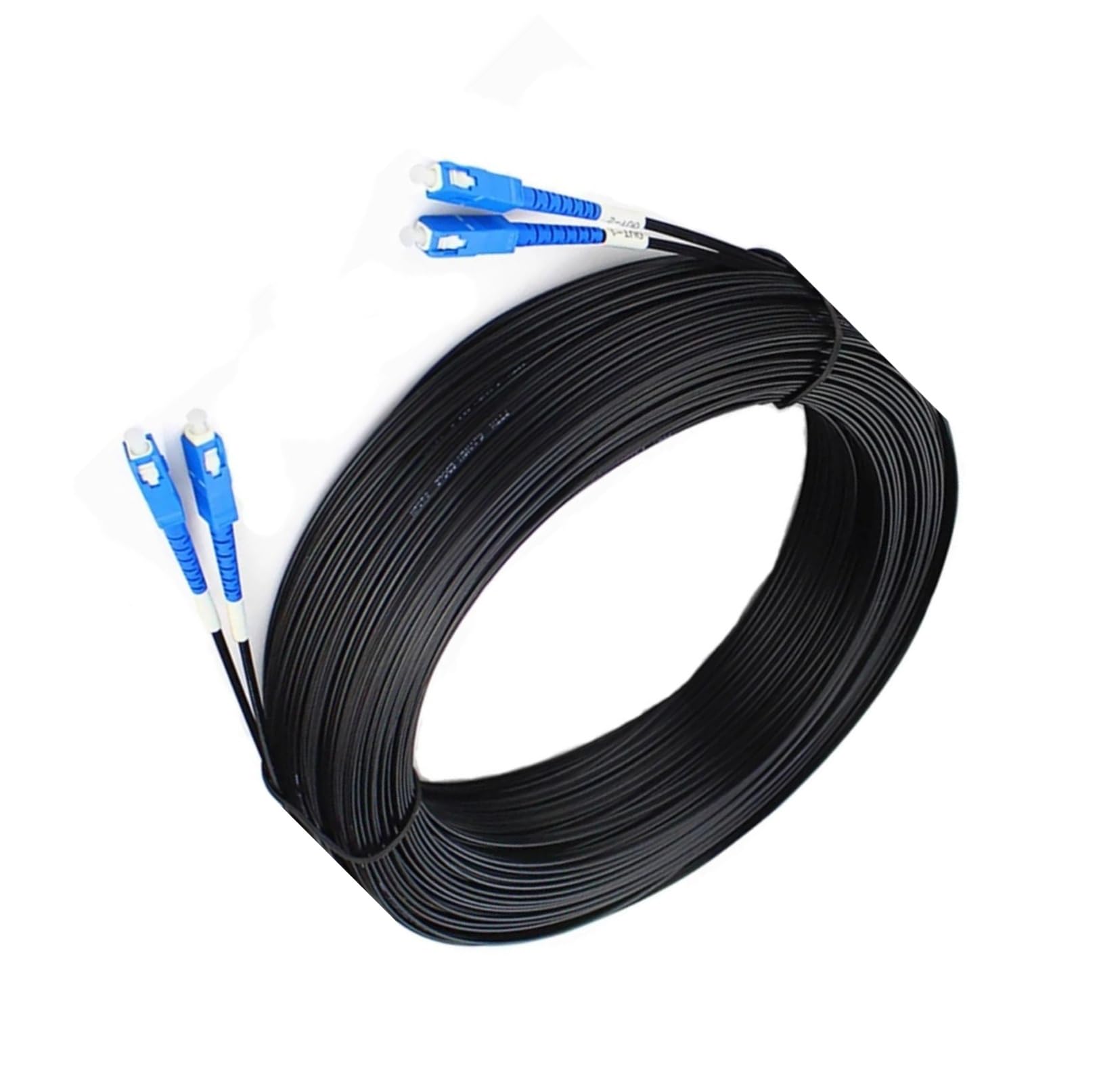 ZADIKO Câble de raccordement fibre optique 2 conducteurs for intérieur, monomode SC UPC, 250 m/300 m, câble de branchement fibre optique(Black,250M)