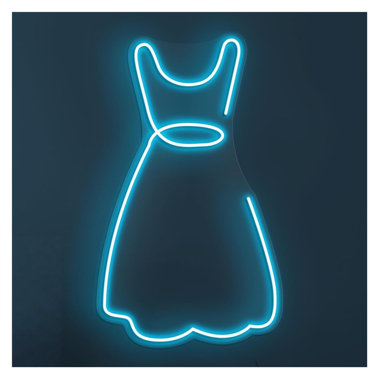 RONGCH Hanging Art Signs Skirt Neon Sign, Suitable for Dress Shop Decor with Brightness Adjustable 38cm(Ice Blue)