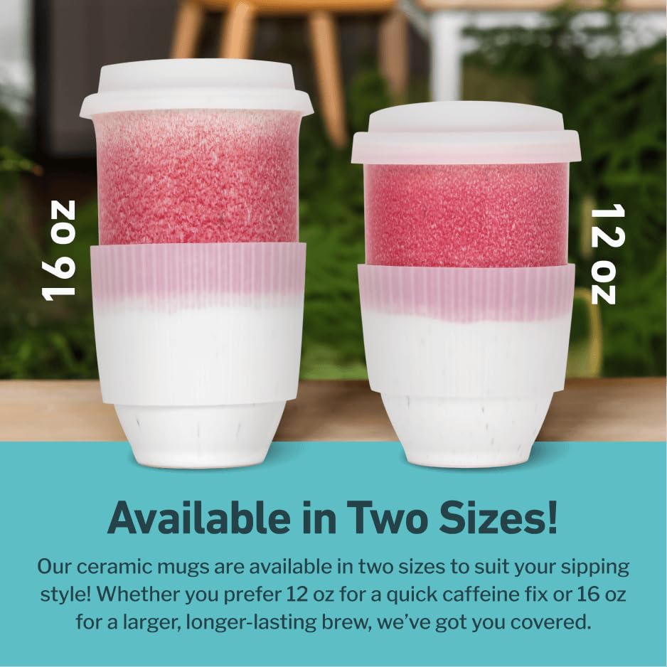 Image of NOVA CERAMICS Coffee Travel Mug - Coffee Travel Cup - Microwave & Dishwasher Safe Coffee Pink Tumbler - Gifts For Women Men Him Her - 16oz - Coral Pink
