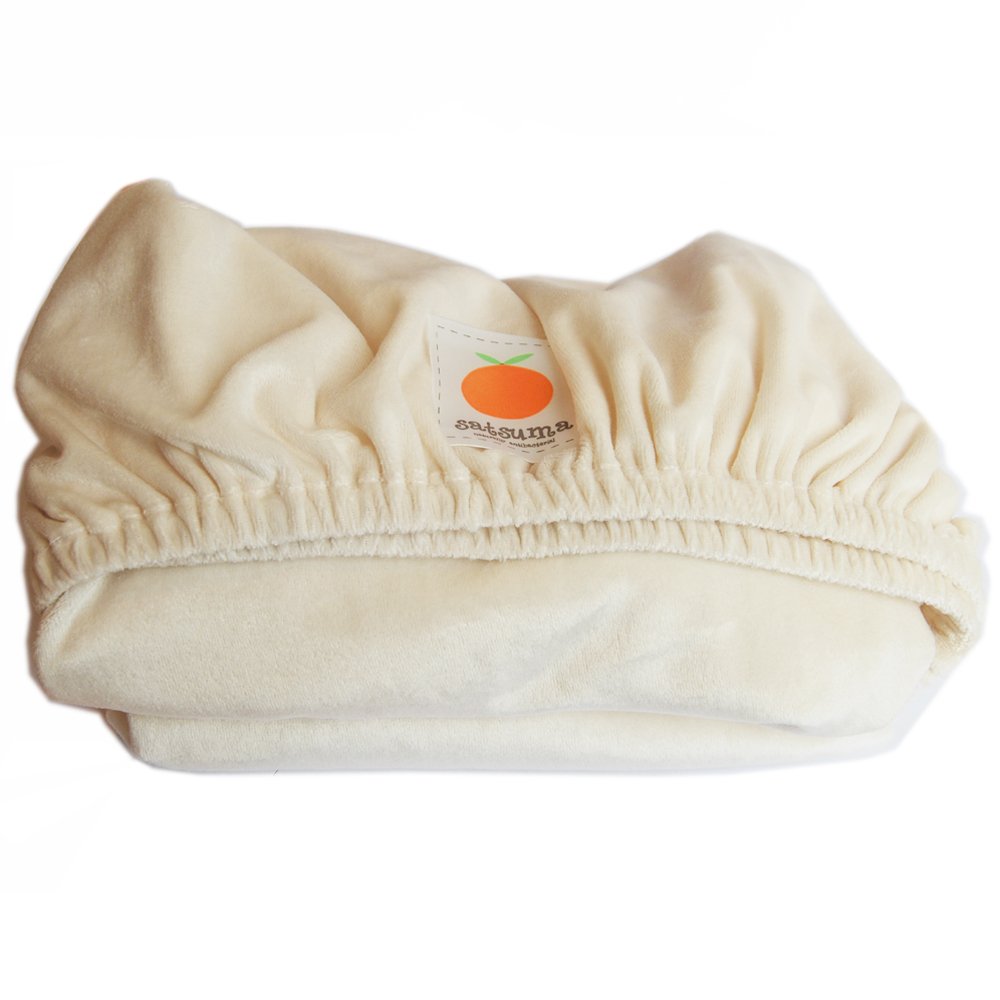 Satsuma Designs Velour Crib Sheet, Natural Baby