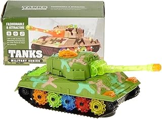 Tzoo Technology and You Universal Gear Army Tank Toy | Battery Operated 360 Degree Rotatable Military Tank Toy | Mechanical Geared Tank with Flashing Light Sound Toy | Ideal Gift for Kids - Multicolor