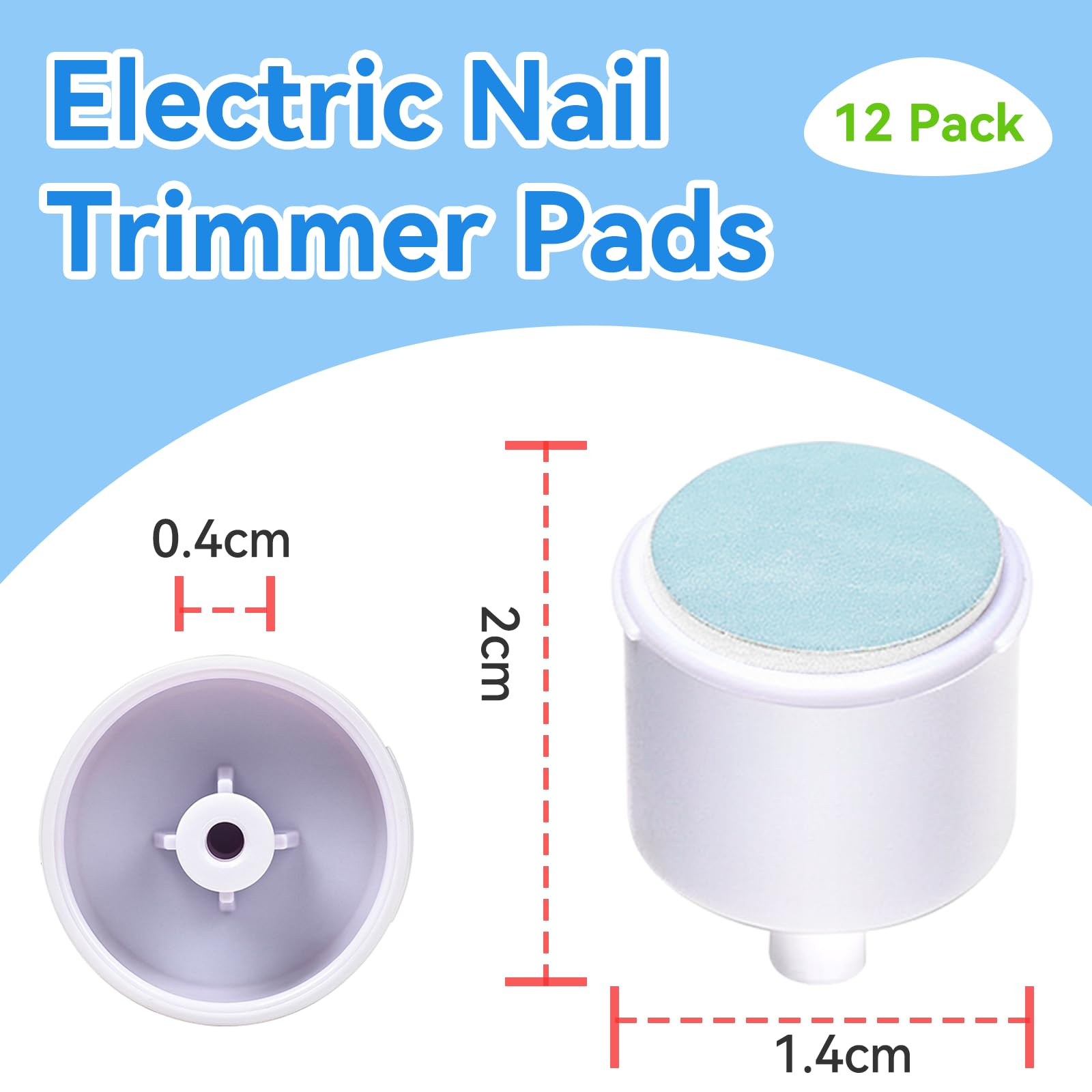 Almohadillas de repuesto para recortadora de uñas eléctrica, 12 paquetes de cabezales de molienda de limas de uñas para bebés compatibles con lima de uñas Frida Baby (verde: 6-12 meses; azul: 12+M