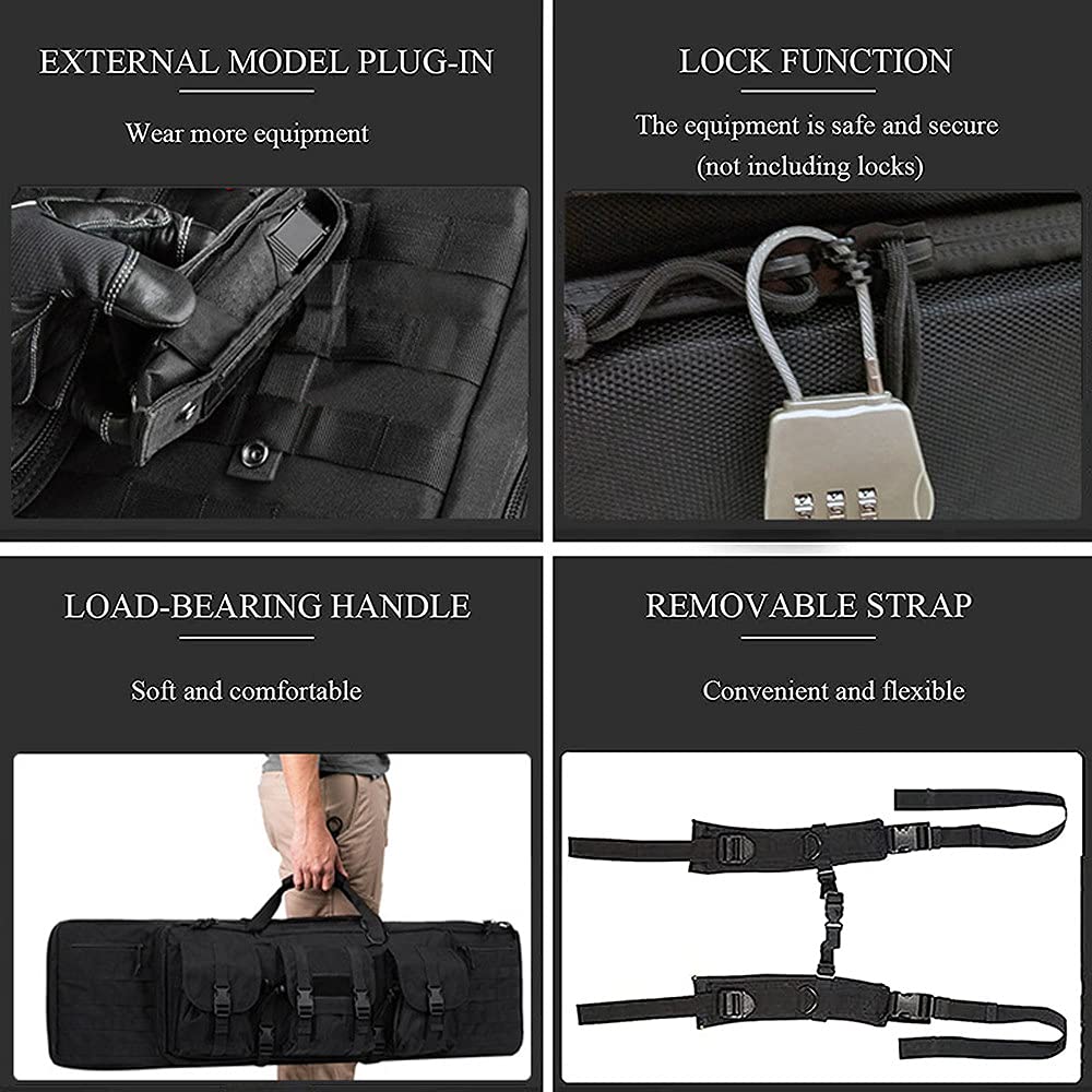 Custodia Doppia per Fucile Lungo, Custodia per Fucile, Custodia Tattica per Fucile e Borsa Multifunzione Resistente per Fucile/Black/36Inx12In