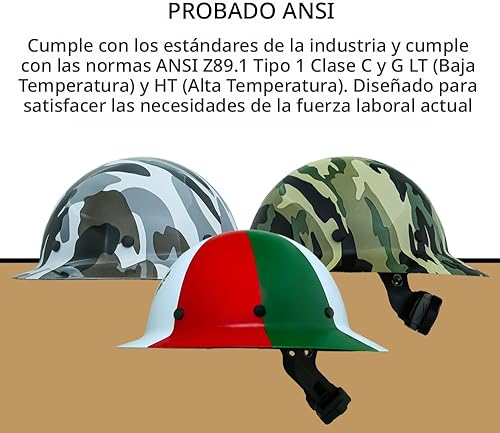 Miniatura 9 de AFP Casco duro de fibra de ala completa  Suspensión de trinquete de 6 puntos  Clasificación OSHA y ANSI  Cascos duros para hombres  Cascos de