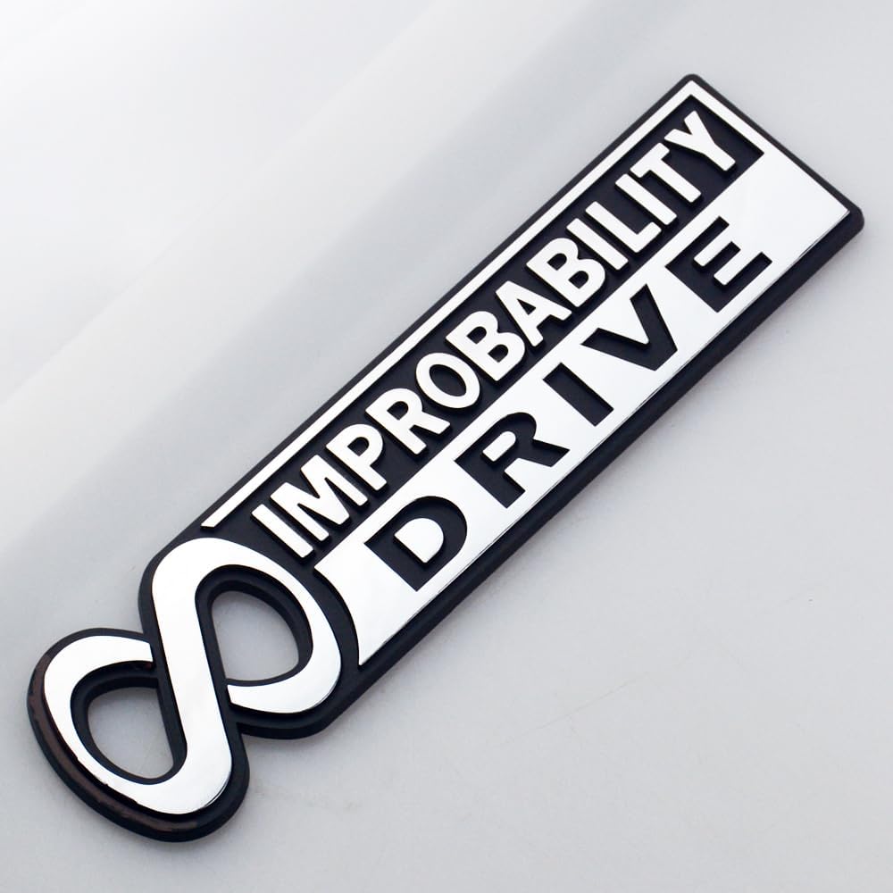 Pair Set Improbability Drive Emblem 3D Car Badge Sticker Nameplate Suitable for Universal Car Truck SUV Vehicle Window Door (Silver Black)
