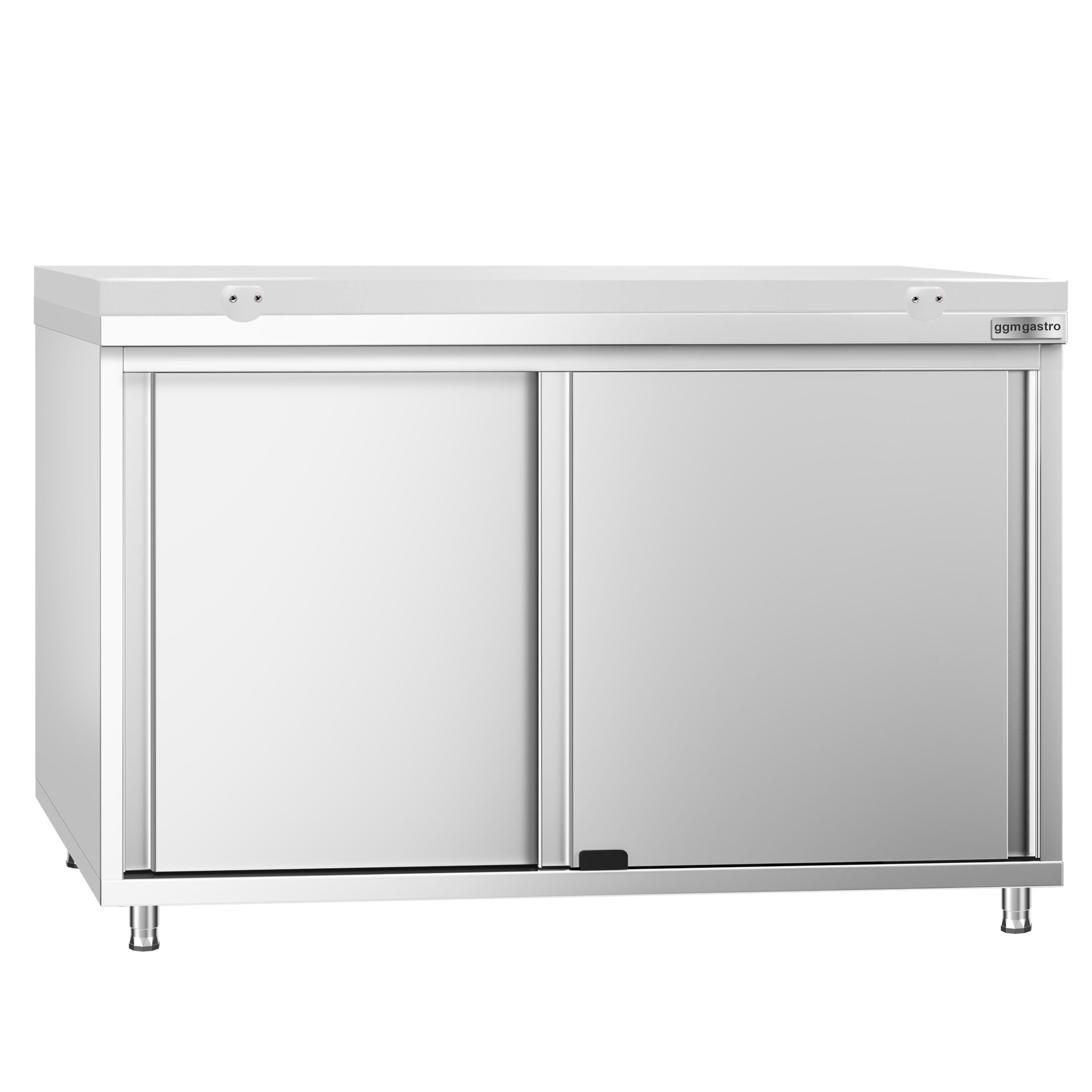 GGM Gastro | ASK127#FKPGT127 | Edelstahl Arbeitsschrank PREMIUM - 1200x700mm - mit Schiebetür - inkl. Schneideplatte Weiß