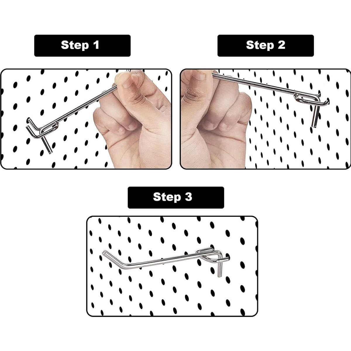 Ganci per Pannelli Forati, 50 Pezzi Ganci Pannello Forato 5cm 10cm in Metallo Lunghezza 10 cm e 5 cm Ganci per Pegboard per Negozi di Supermercati