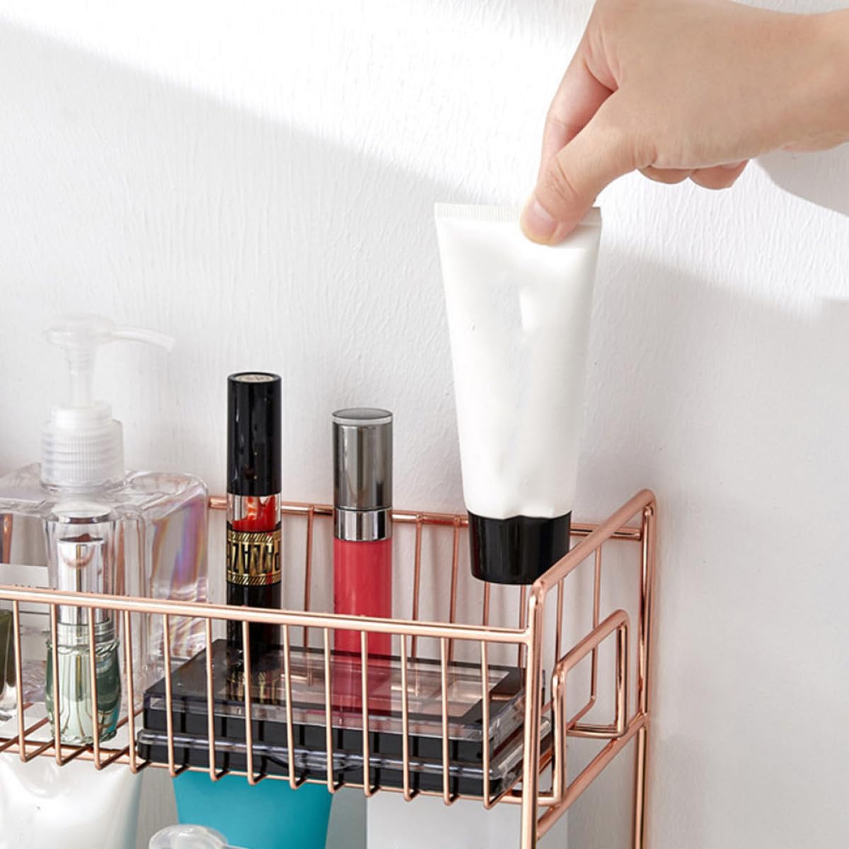 MAGICLULU Doppelschichtiges Kosmetik Organizer aus Eisen Verschleißfest und Rostfrei für Kleine Werkzeuge und Schreibwaren dem Schreibtisch zu Hause