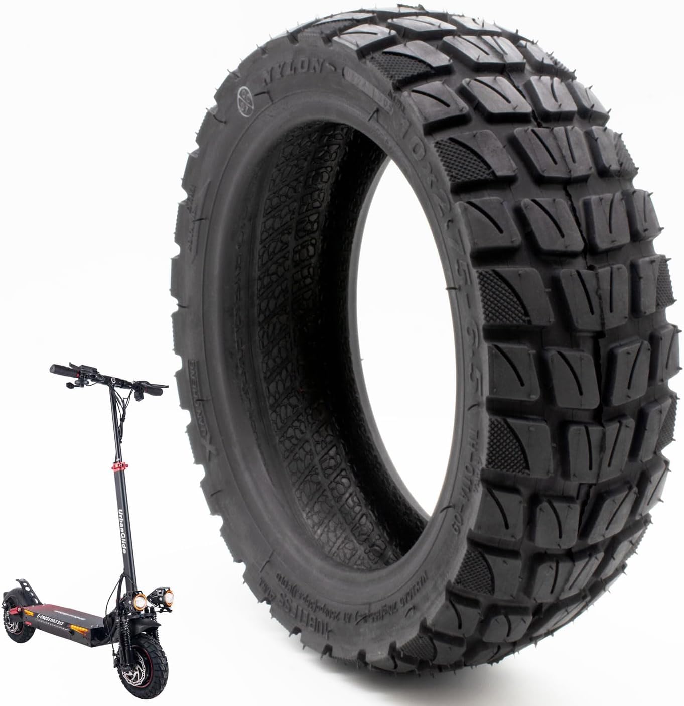 PORTATA DA 120 Kg - Pneumatico Tubeless 10 x 2,75-6,5 pollici per monopattino elettrico E-CROSS 2 x 2 All Road 5, E-CROSSE MAX, Speedway 5 - Rockway - Crossover - Dualtron 3,- Kukirin G2 - Kepow (2)