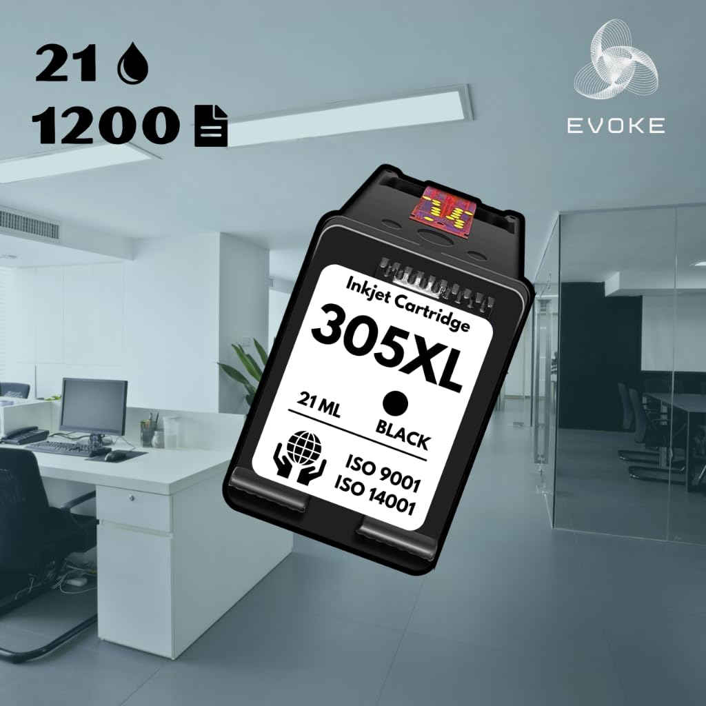 EVOKE 305 XL Zestaw tuszy kompatybilny z HP DeskJet 2700 2710 2720 2721 2722 ENVY 6020e 2710e 2720e (Zestaw Czarny + Trójkolorowy) 1940 Stron 38 ml
