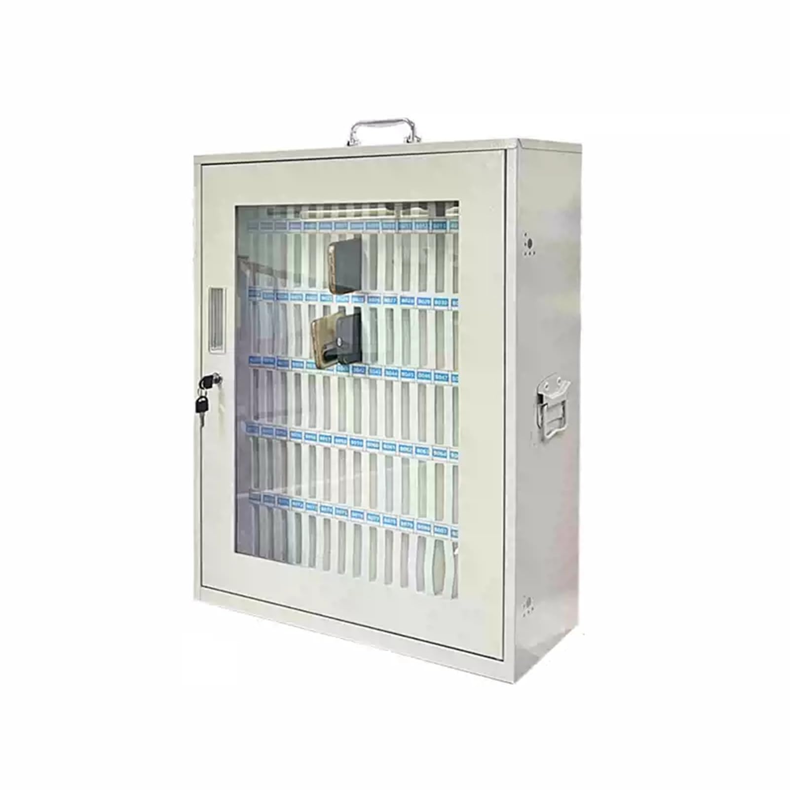 Mobile Phone Storage Cabinet Desktop Storage Rack Steel Mobile Phone Storage Cabinet,with Ventilating Holes at Both Ends Lock and Key with Digital Numbering,Suitable for School Factory Office(102 floo