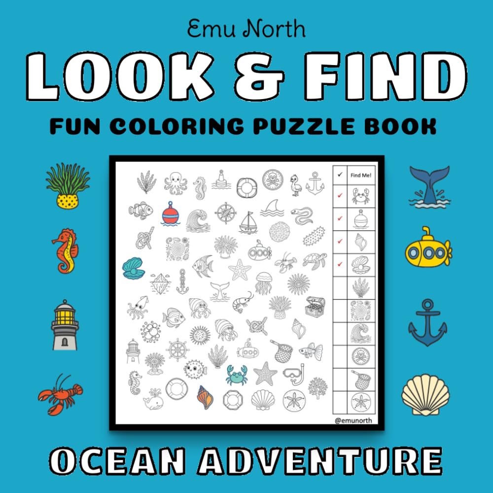 Look and Find: Ocean Adventure - Fun Coloring Puzzle Book [USA] (Look and Find Books)